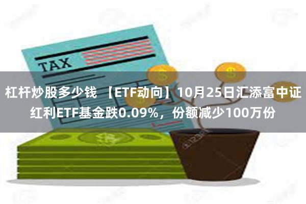 杠杆炒股多少钱 【ETF动向】10月25日汇添富中证红利ETF基金跌0.09%，份额减少100万份