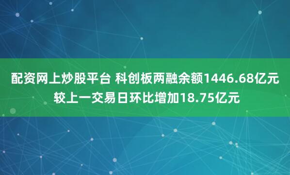 配资网上炒股平台 科创板两融余额1446.68亿元 较上一交易日环比增加18.75亿元